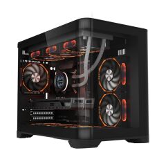1St Player Uview Uv6 Si̇yah 750W 80+ Silver Atx 3.1 Argb 3X12Cm Fan Panorami̇k Temperli̇ Cam Usb 3.0 M-