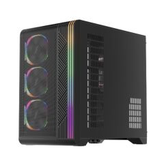 1St Player Vt7 Si̇yah 850W 80+ Silver Atx 3.1 Argb 4X12Cm Fan Temperli̇ Cam Usb 3.0 Atx Kasa