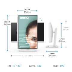 Benq Gw2790Qt 27'' 5Ms 75Hz 2K 2560X1440 2Xdp/Hdmi/Usb-C Pivot Beyaz Ips Led Monitor