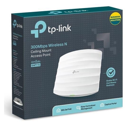 Tp-Link Omada Eap115 1 Port 10/100 2.4Ghz 300Mbps Wifi5 2X4Dbi Anten Tavan Ti̇pi̇ Access Point (Poe Adaptörü Dahi̇l)