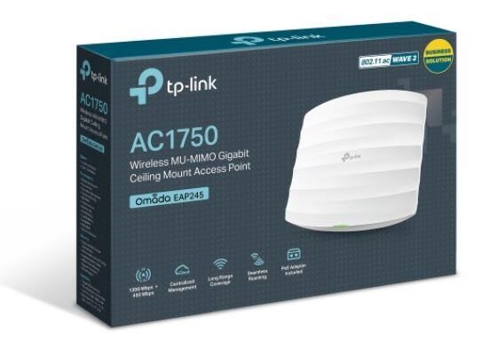 Tp-Link Omada Eap245 Ac1750 Dual Bant Wifi5 2Xgbit Rj45 450Mbps/2.4Ghz Tavan Ti̇pi̇ Access Point (Adaptörlü)