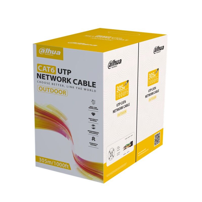 Dahua Dh-Pfm920-6Un U/Utp 305 Metre 24Awg %100 Bakir Pe Outdoor Si̇yah Renk Cat6 Kablo