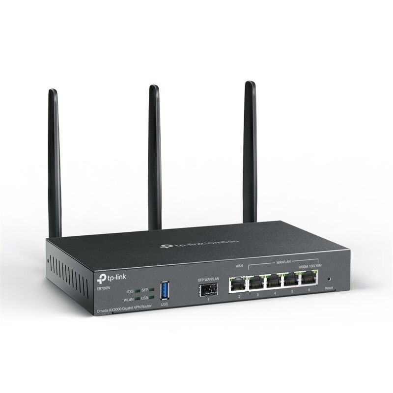 Tp-Link Omada Er706W Ax3000 Wifi6 1Xgigabit Sfp Wan/Lan Port 1Xgigabit Rj45 Wan Port 4Xgigabit Wan/Lan Rj45 Vpn Router