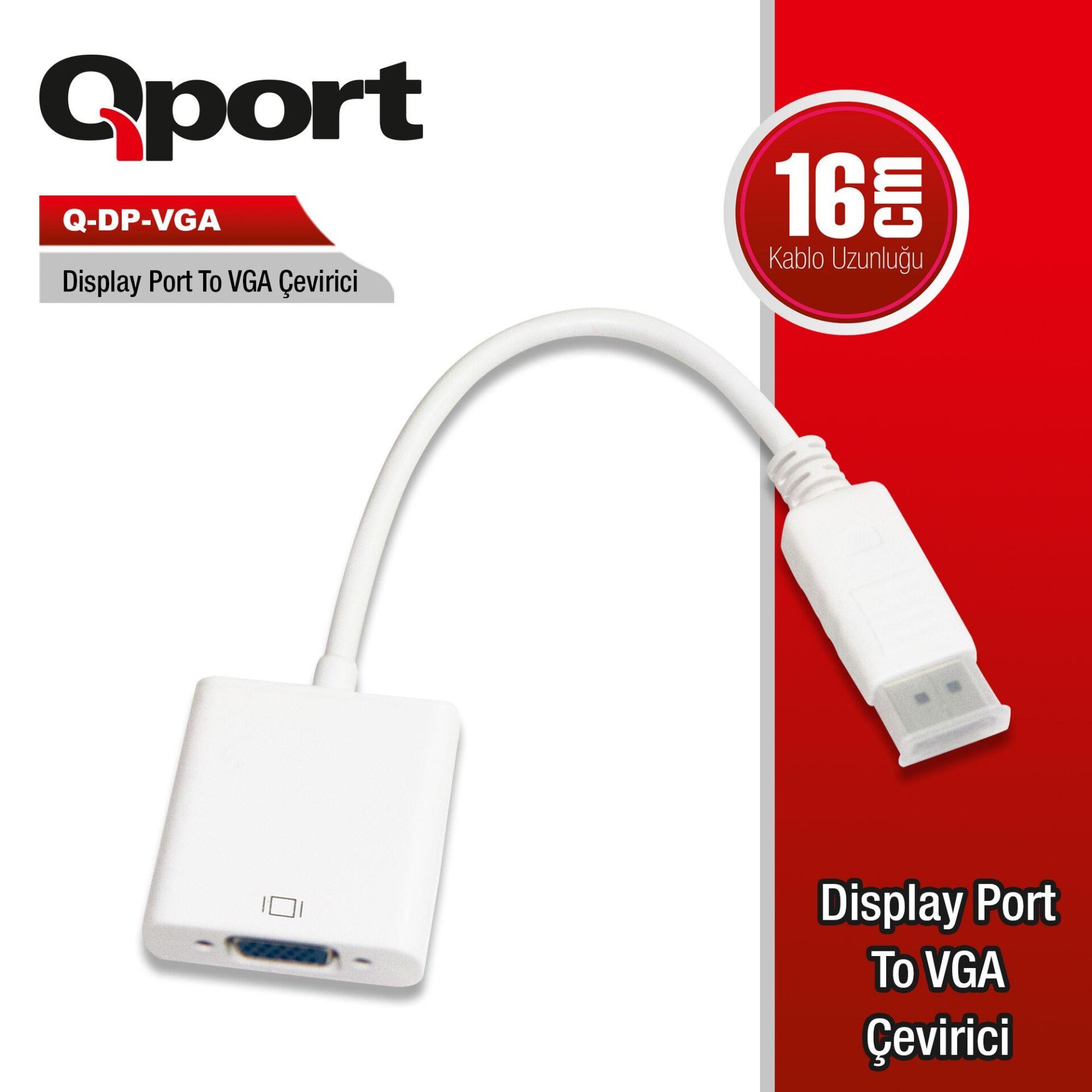Qport Q-Dp-Vga Dv Display Port To Vga Dönüştürücü