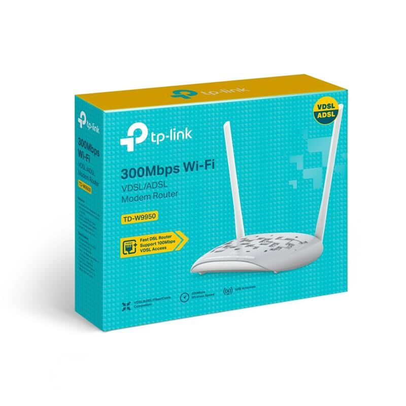 Tp-Link Td-W9950 300Mbps 4 Port Vdsl2/Adsl Wifi Modem Router