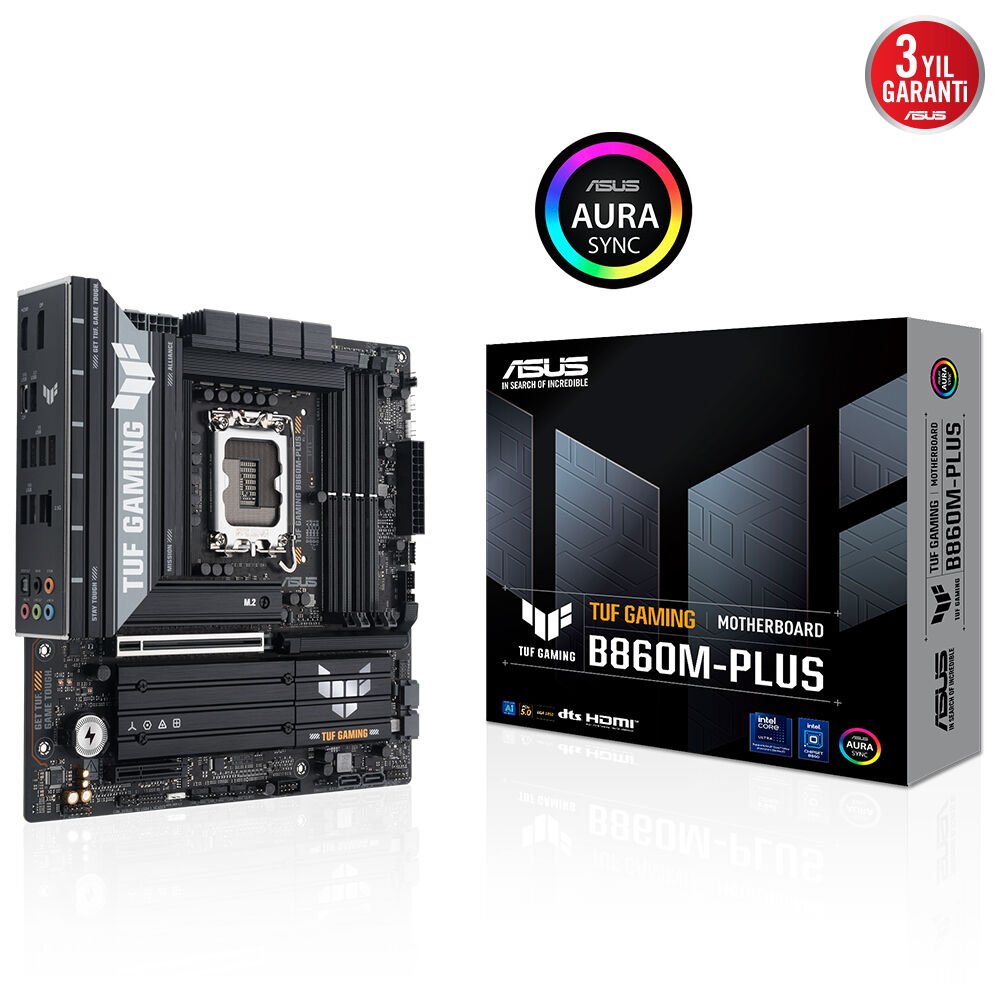 Asus Tuf Gaming B860M-Plus 4X Ddr5 Dp/Hdmi 3X M.2 1X 2.5Glan Usb3.2 1851P Anakart