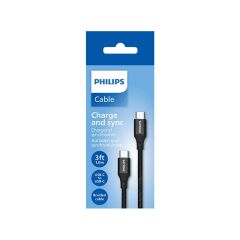 Philips Dlc5531C Type-C To Type-C 1,2Mt Pd 480 Mbps Si̇yah Örgülü Şarj Kablosu