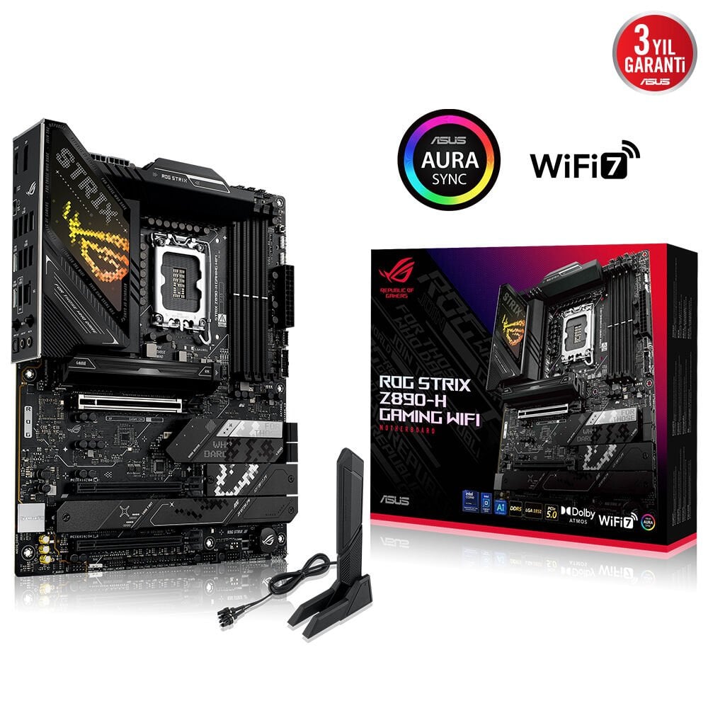 Asus Rog Strix Z890-H Gaming Wifi 4X Ddr5 Dp/Hdmi 4X M.2 1X 2.5Glan/Wifi7/Bt Usb4 1851P Anakart