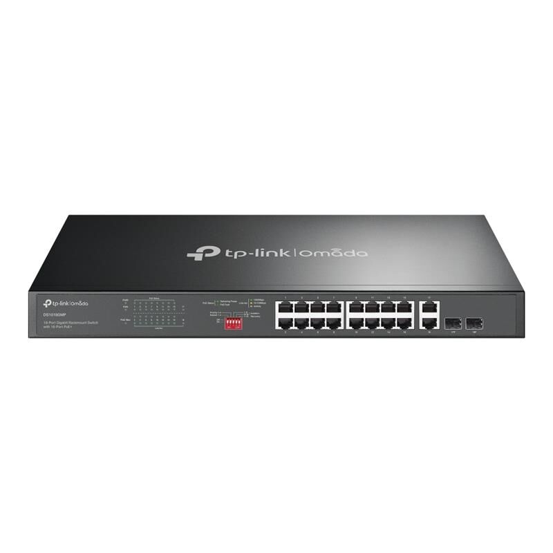 Tp-Link Omada Ds1018Gmp 16 Port Gigabit+2X1Gb Rj45/Sfp Combo 250W 250 Metre Poe Mesafe Metal Rackmount Kasa Switch