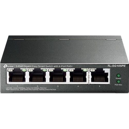 Tp-Link Tl-Sg105Pe 5 Port 10/100/1000 4 Port Poe+ Desktop Switch