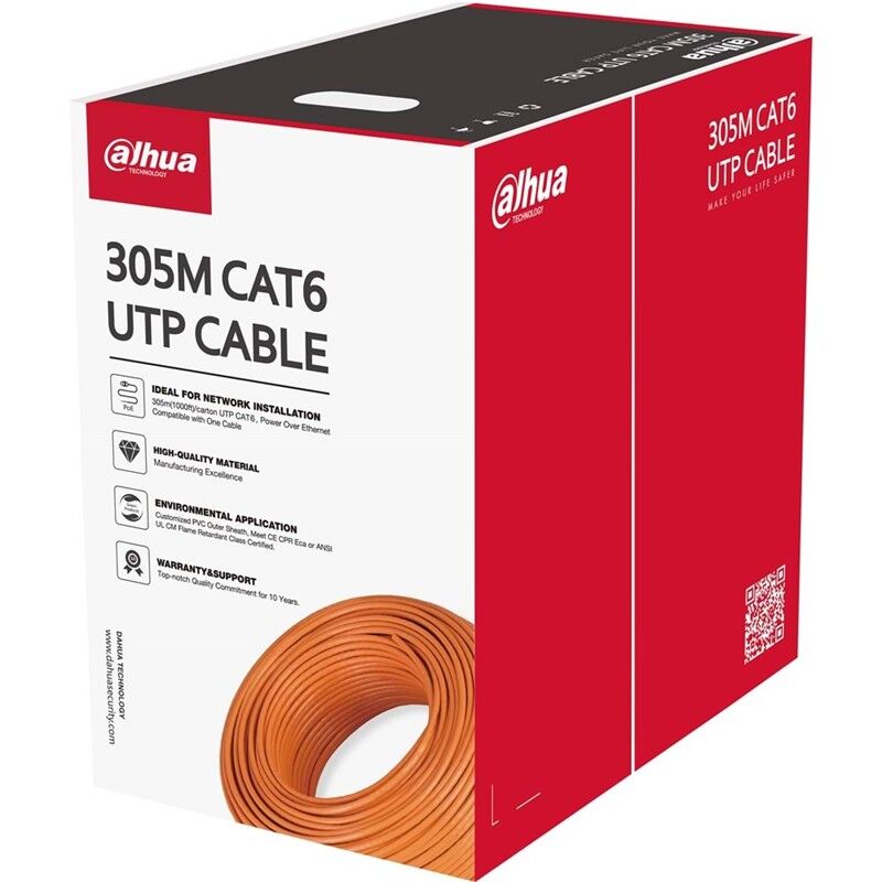 Dahua Pfm922I-6Un-C 305 Metre U/Utp 23Awg Cca Turuncu Renk Cat6 Kablo