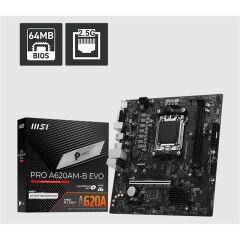 Msi Pro A620Am-B Evo Ddr5 6800Mt/S 1Xhdmi 1Xvga 1Xm.2 Usb Matx Am5 (Amd Am5 9000/8000/7000 Seri̇ İle Uyumlu)