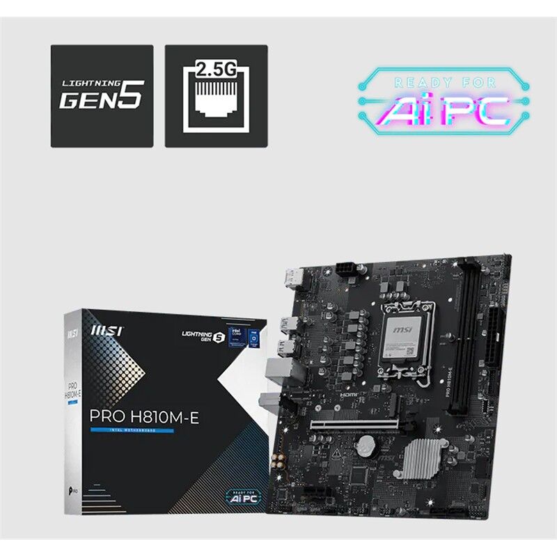 Msi Pro H810M-E Ddr5 6400Mt/S 1Xhdmi 1Xdp 1Xm.2 Usb 3.2 Matx 1851P (Intel Ultra Processors Series 2)