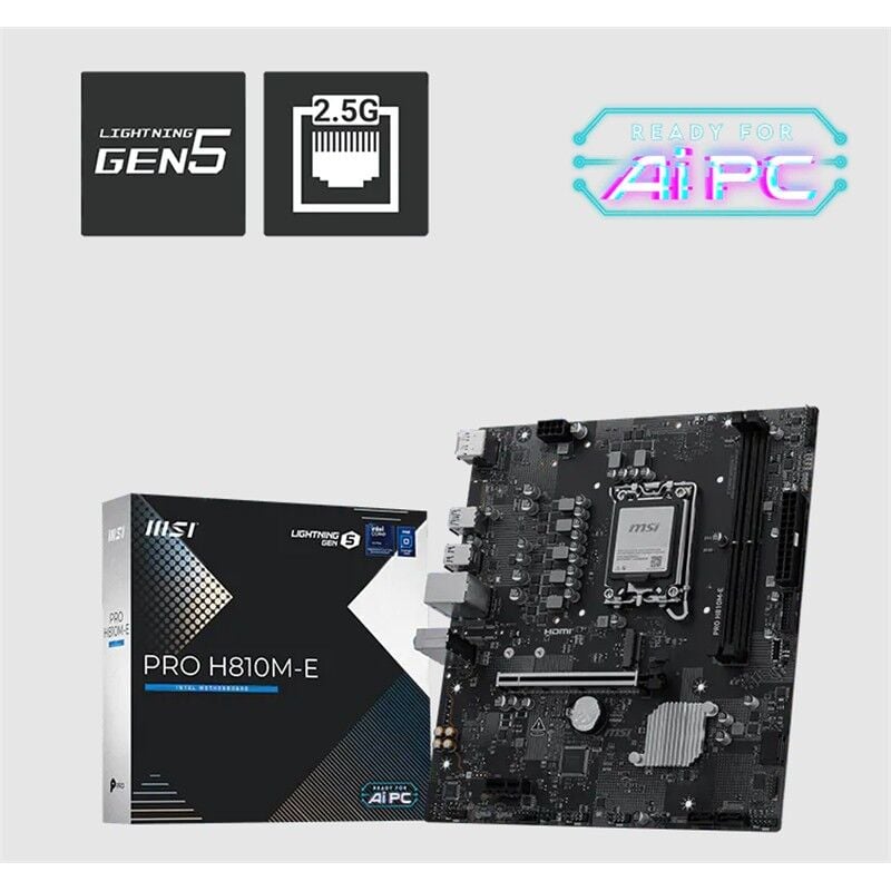 Msi Pro H810M-E Ddr5 6400Mt/S 1Xhdmi 1Xdp 1Xm.2 Usb 3.2 Matx 1851P (Intel Ultra Processors Series 2)