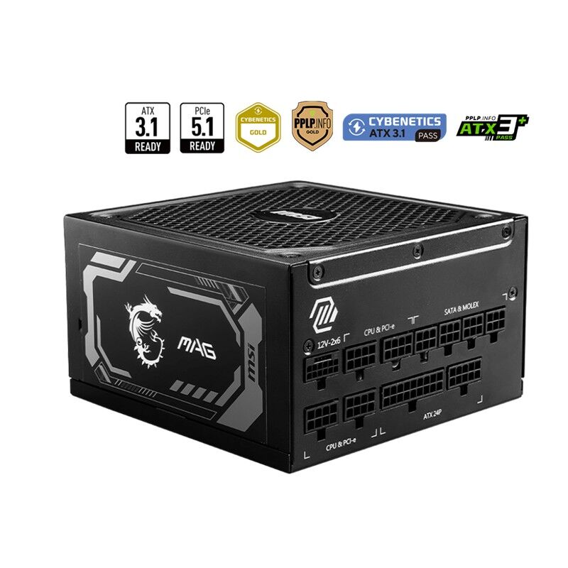 Msi Mag A1250Gl Pcie5 1250W 80+ Gold Power Supply