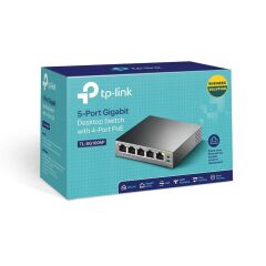 Tp-Link Tl-Sg1005P 5 Port 10/100/1000 4 Port Poe 56W Yonetilemez Desktop Switch