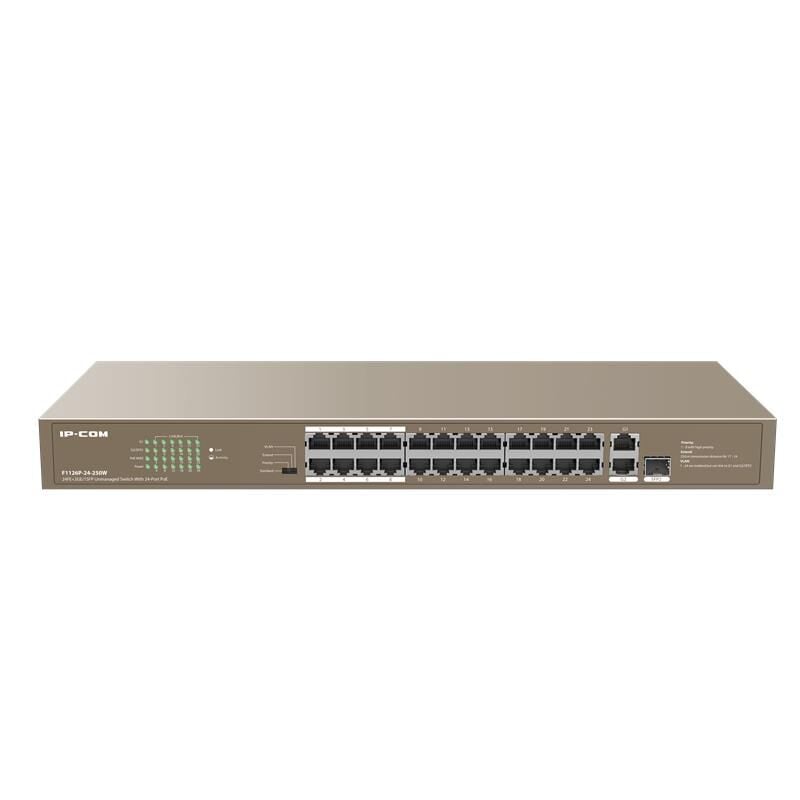 Ip-Com F1126P-24-250W 24 Port 10/100+ 2Xrj45/1X1Gb Sfp Combo 250W Poe Racmount Switch
