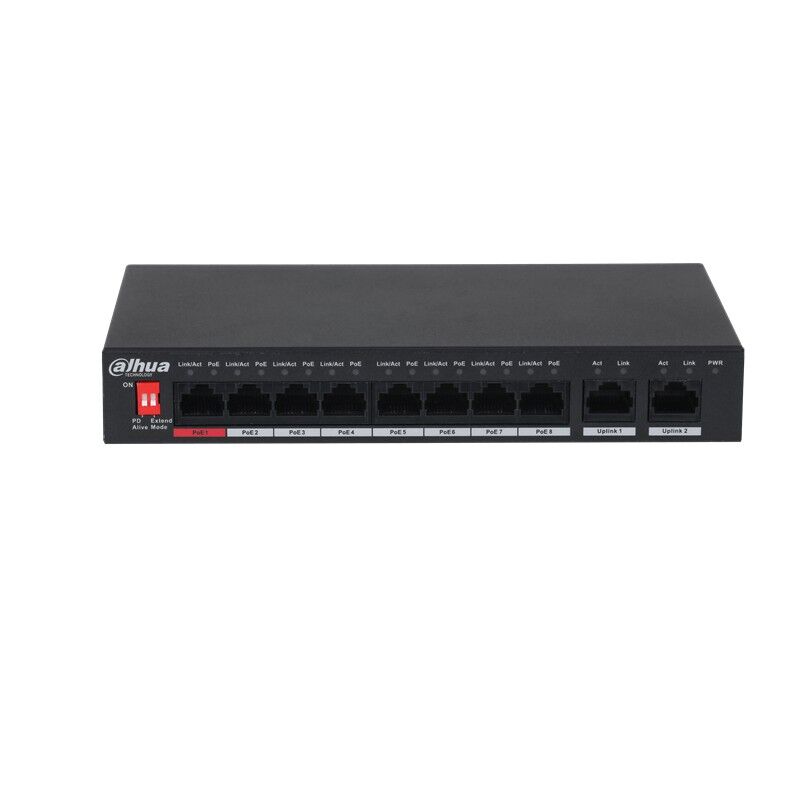 Dahua Pfs3010-8Et-96 8 Port 10/100+ 2 Port Gigabit Uplink 250 Metre 96W Poe Switch