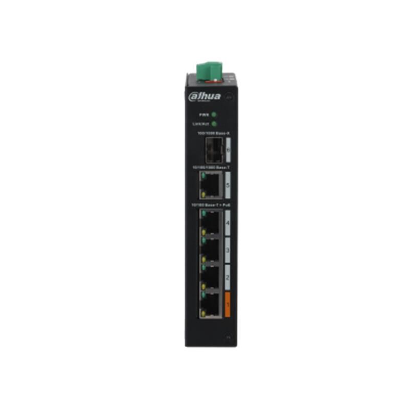 Dahua Pfs3106-4Et-60-V2 4 Port 10/100 + 1Xgb Rj45/1Xgb Sfp Uplink 250 Metre 60W Poe Endüstri̇yel Switch