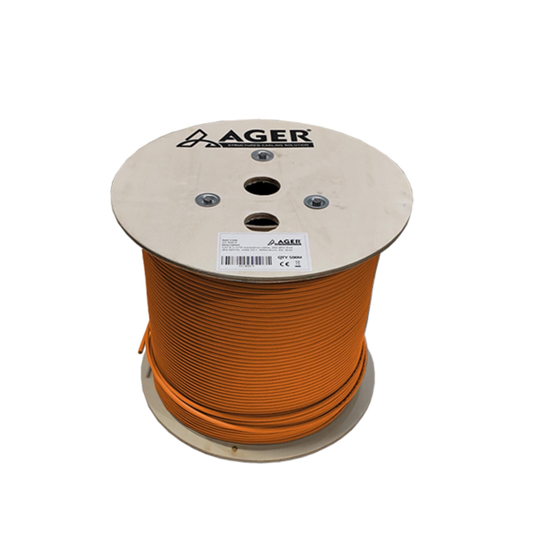 Ager Ac-600-5-Or 500Mt U/Utp Cat6 Ls0H - Helojen Free Turuncu 250Mhz 23Awg %100 Bakir