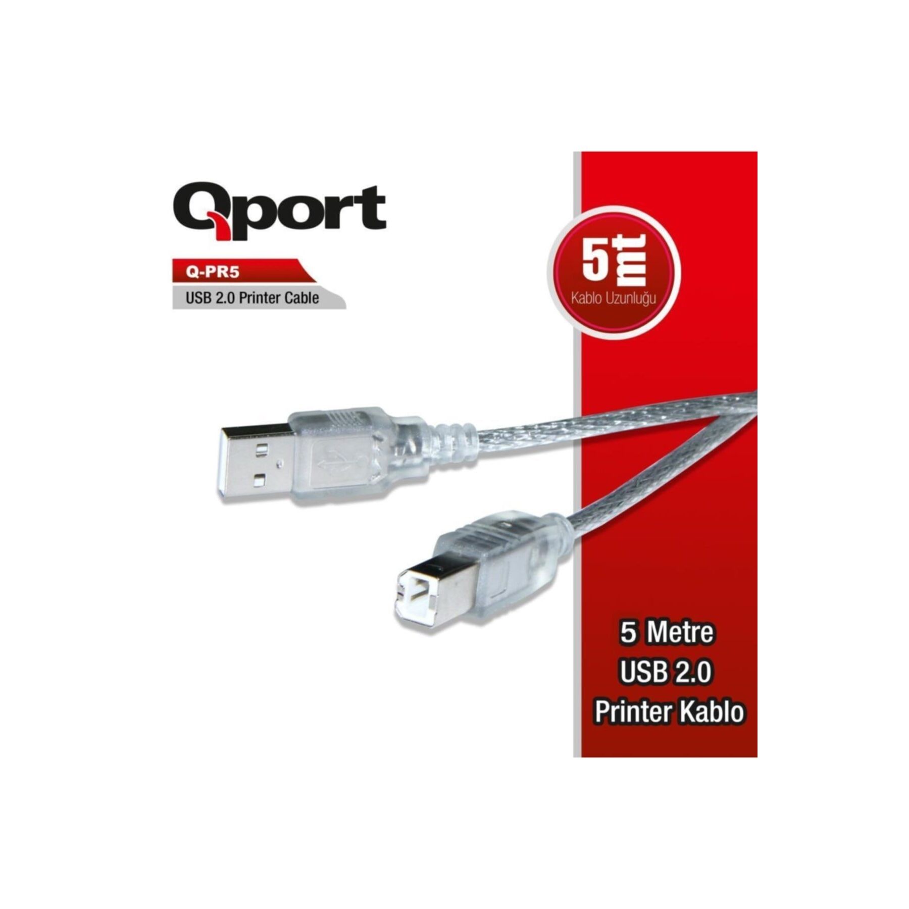 Qport Q-Pr5 Usb 2.0 Yazici Kablosu 5 Mt