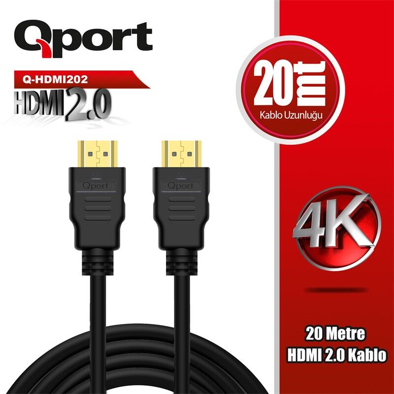 Qport Q-Hdmi202 Hdmi 2.0 Versi̇yon 4K 60Hz 20 Metre Kablo