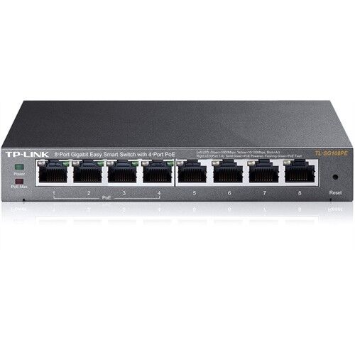 Tp-Link Tl-Sg108Pe 8 Port 10/100/1000 4 Port Poe Easy Smart Desktop Switch