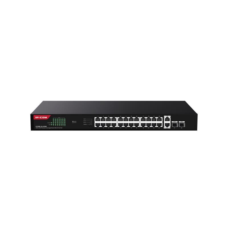 Ip-Com G1128P-24-410W 24 Port Gigabit +2Xgb Rj45/Sfp Uplink 370W Poe Rackmount Switch