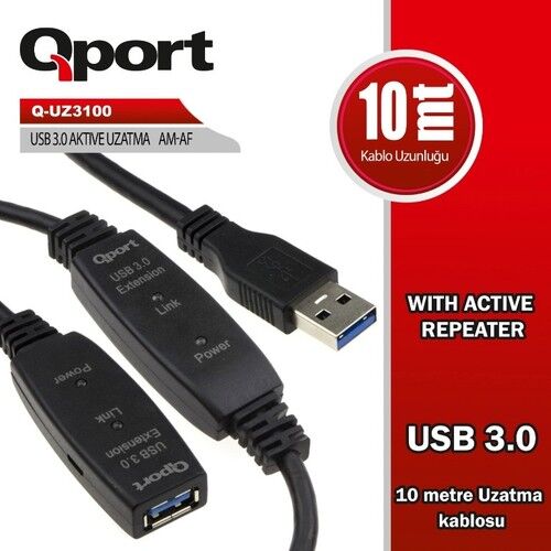 Qport Q-Uz3100 Usb 3.0 Akti̇f Uz. Kab.repeaterli 10Mt