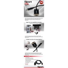 Qport Q-Dpv Display Portundan Vga 1,8 Metre Çevi̇ri̇ci̇ Kablo