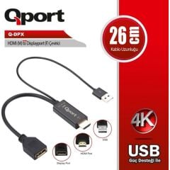 Qport Q-Dpx Dmi(M) To Displayport(F) Çevi̇ri̇ci̇