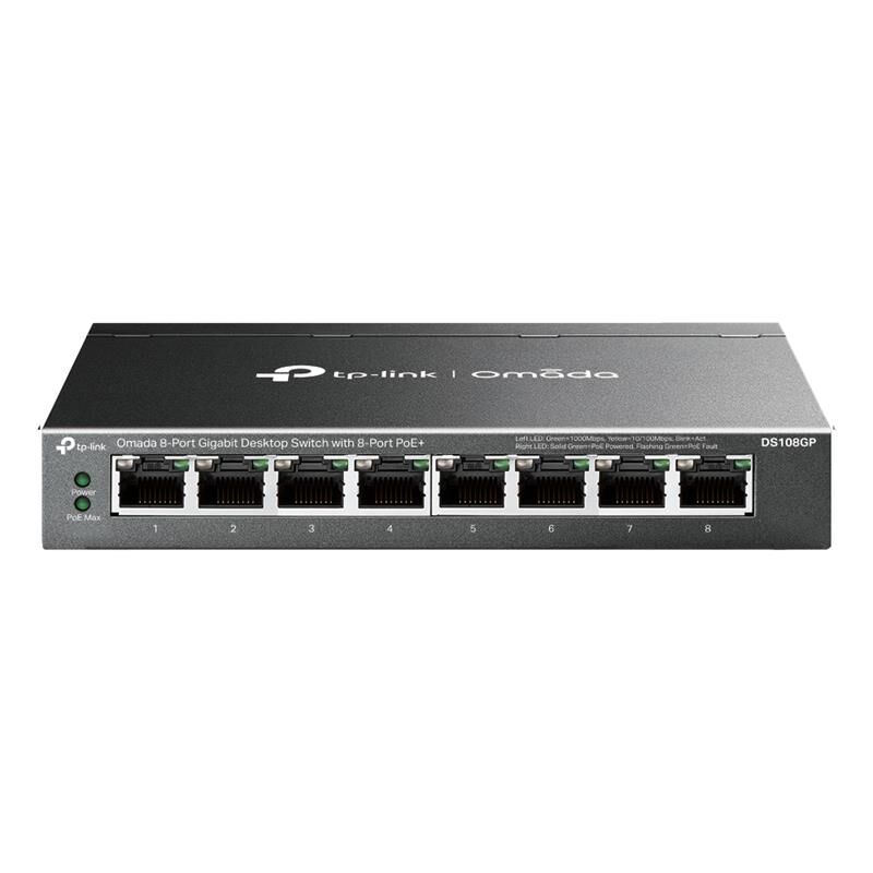 Tp-Link Omada Ds108Gp 8 Port Gigabit 65W 250 Metre Poe Mesafe Metal Kasa Switch