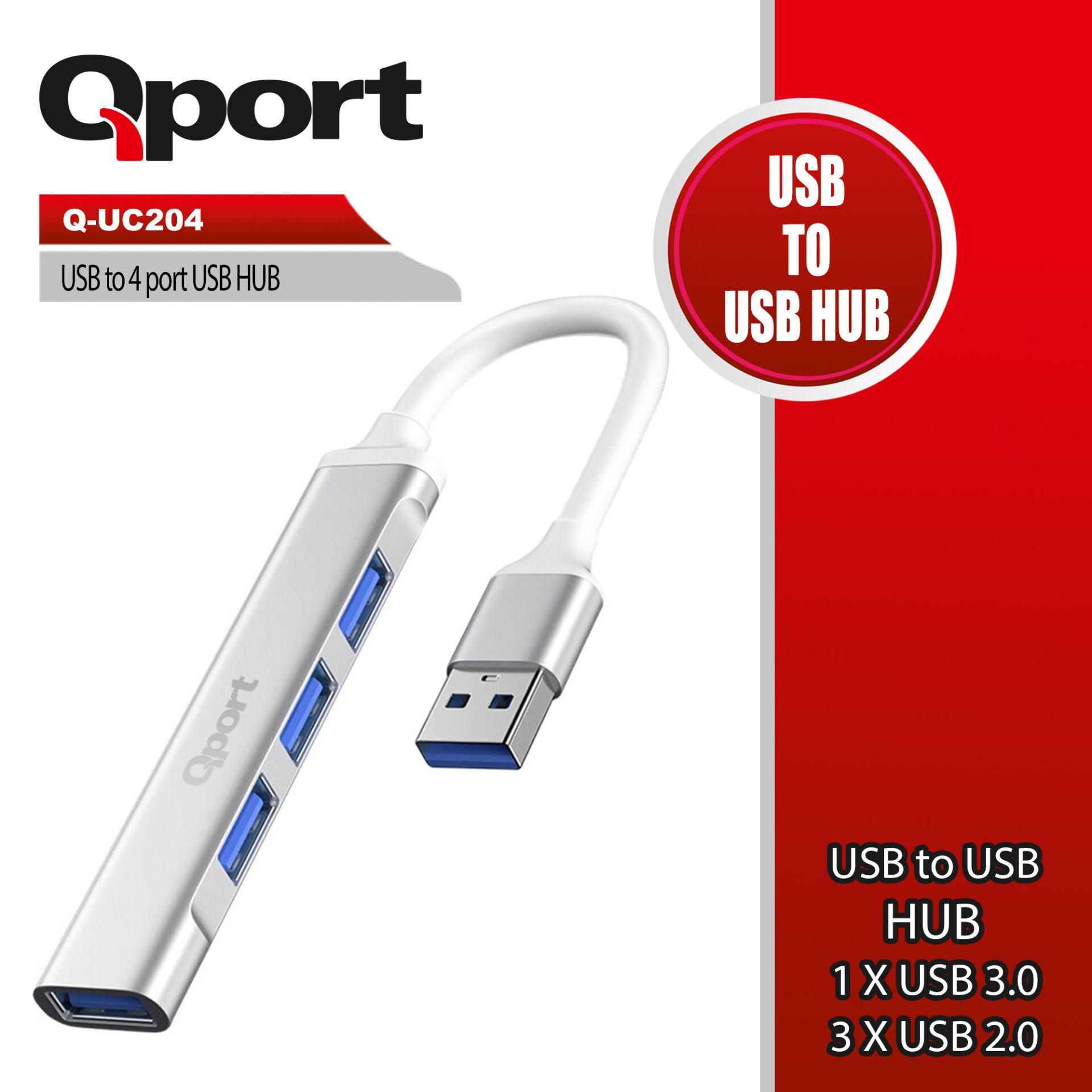 Qport Q-Uc204 4 Port Usb 3.0 Metal Usb Çoklayici