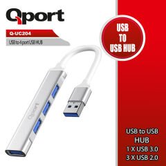 Qport Q-Uc204 4 Port Usb 3.0 Metal Usb Çoklayici