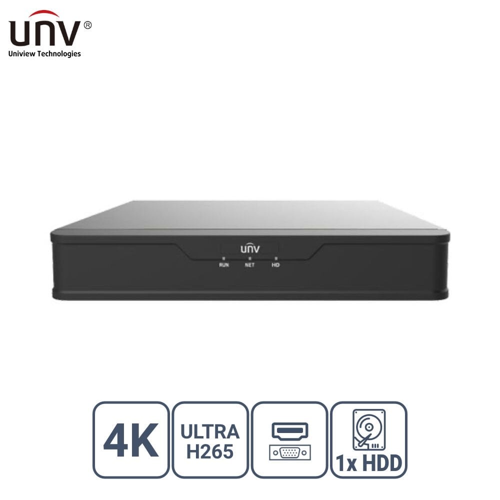 Uniview Nvr301-16S3 16 Kanal Vga/Hdmi 1X Hdd H265+ Nvr Kayit Ci̇hazi
