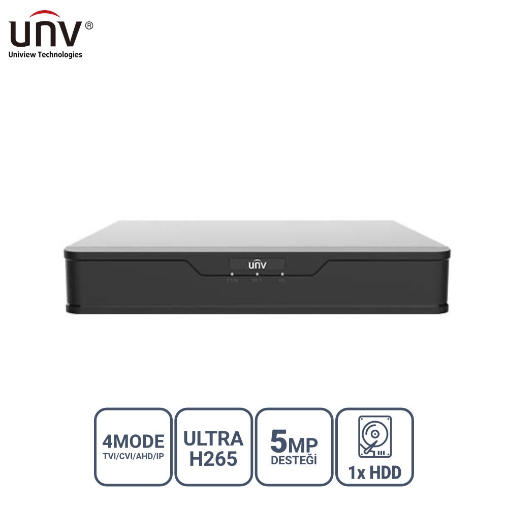 Uniview Xvr301-08G3 8 Kanal 5Mp 1X Hdd H65+ Hi̇bri̇t Dvr Kayit Ci̇hazi