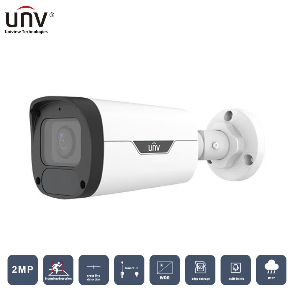 Uniview Ipc2322Lb-Adezk-H 2Mp 2.8-12Mm Motorize 50Mt H265+ Ip67/Ik10 Dahi̇li̇ Ses Ir Bullet Ip Kamera