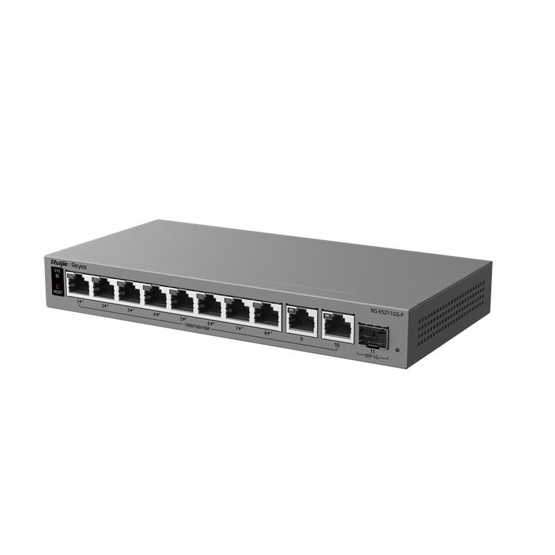Ruijie Reyee Rg-Es211Gs-P 8 Port Gi̇gabi̇t+ 2Xge + 1Xgb Sfp Upli̇nk 120W Poe Yöneti̇lebi̇li̇r Switch