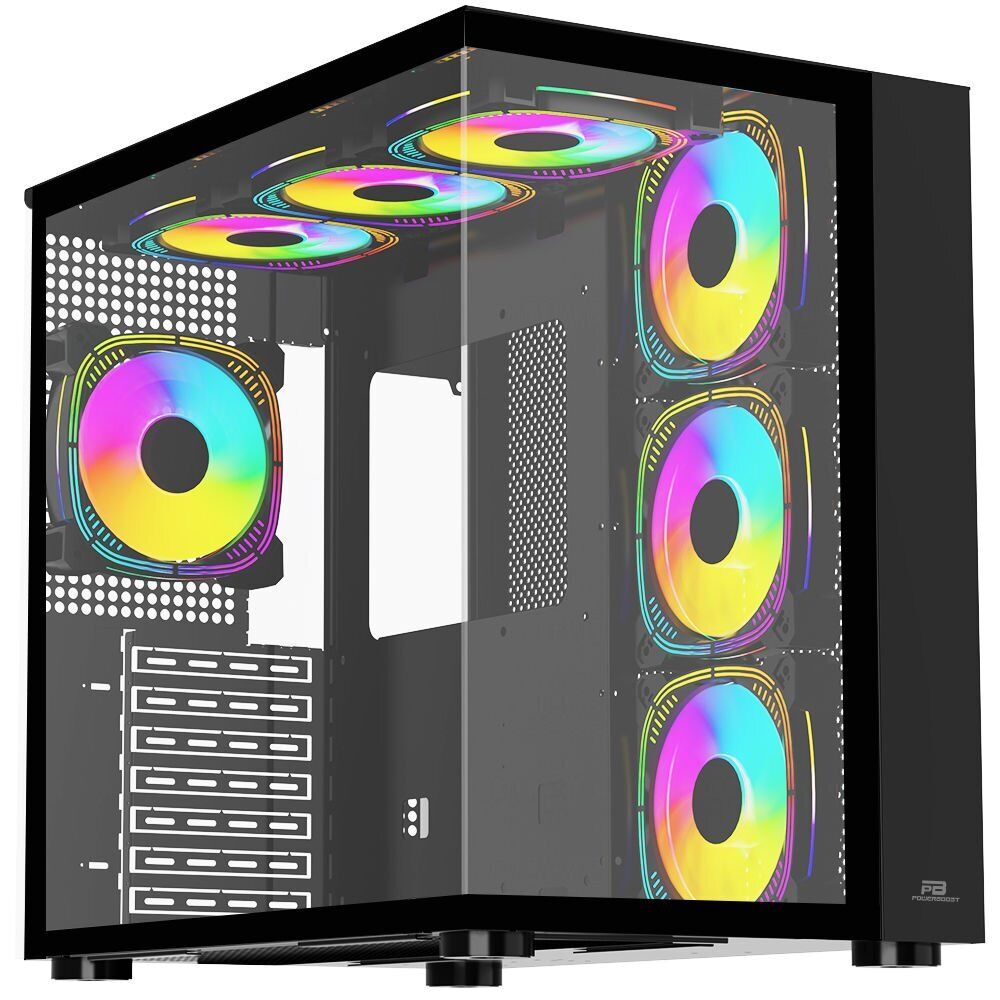 Power Boost Pb-Ss02B 7X Argb Fan Atx Sea View Usb3.0 Si̇yah Kasa