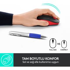 Logitech M191 Kablosuz 1000 Dpi Kirmizi Mouse 910-005910
