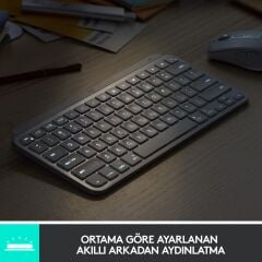 Logitech Mx Keys Mini Minimalist Kablosuz Bluetooth Aydinlatmali Q Tr Klavye Si̇yah 920-010504