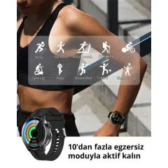 Aukey Sw-2P-Gy Akilli Saat 3.7Cm Lcd Bluetooth Çağri Sağlik Gözeti̇mi̇ Spor Bi̇ldi̇ri̇mleri̇ Ip67 Gri̇