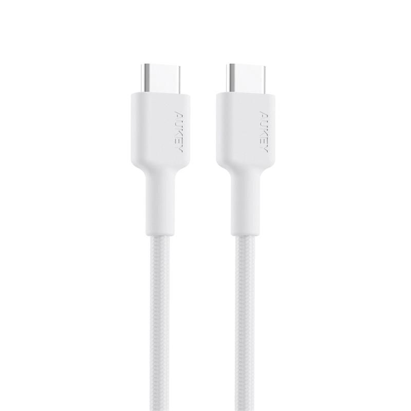 Aukey Cb-Cd45-Wh Pd Naylon Örgülü Type-C Type-C Şarj Kablosu 0.9Mt