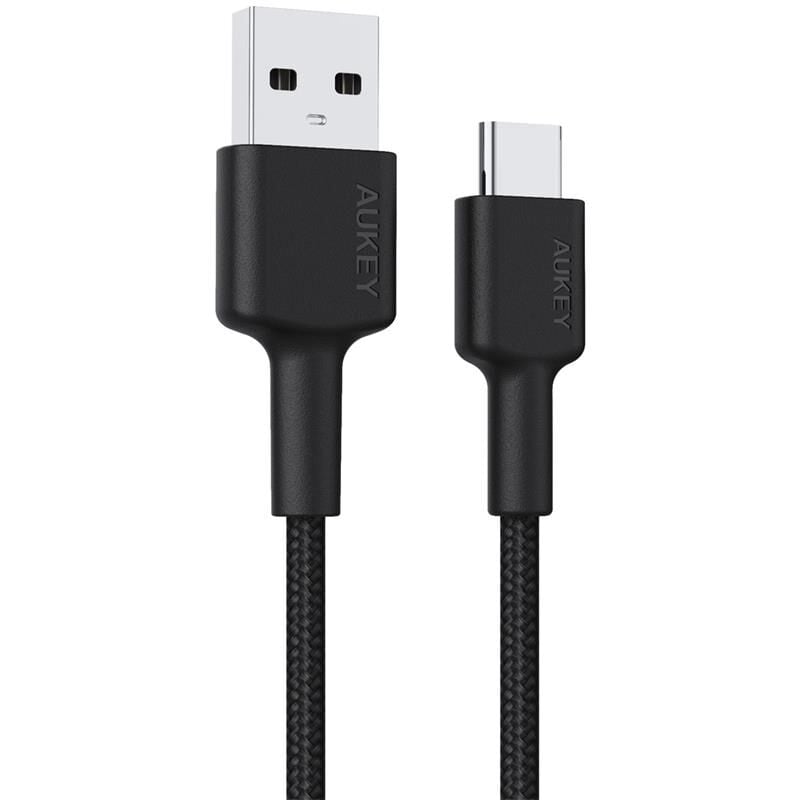 Aukey Cb-Cd30-Bk Naylon Örgülü Usb-A Type-C Şarj Kablosu 0.9Mt