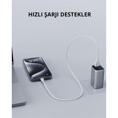 Aukey Cb-Bal7-Wh Naylon Örgülü Usb-A Li̇ghtni̇ng Kablosu 0.9Mt
