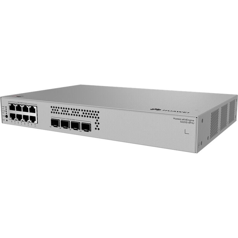Huawei Ekitengine S220S-8P4J 8 Port Gigabit+4 Port 2.5G Sfp Uplink L2 Cloud Yöneti̇lebi̇li̇r 128W Poe Switch