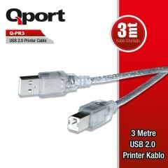 Qport Q-Pr3 Usb 2.0 3M Printer Kablosu