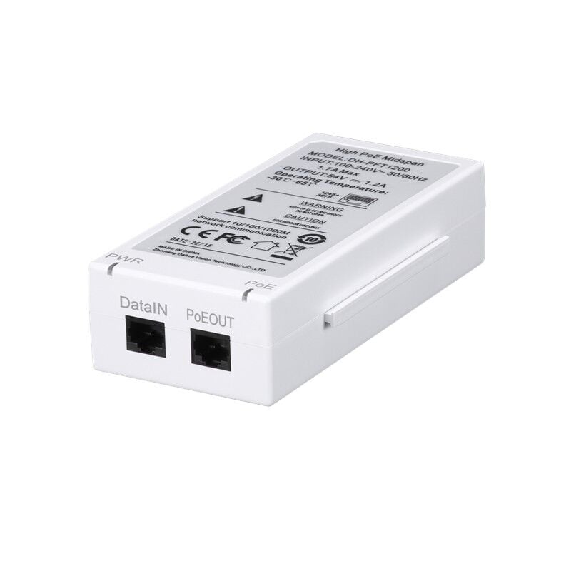 Dahua Pft1200 2 Port Gigabit Hi-Poe Midspan 60W Poe Enjektör