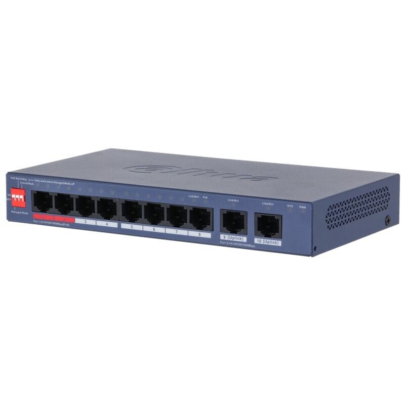 Dahua Cs4010-8Gt-110 8 Port Gigabit + 2 Port Gigabit Rj45 Uplink Cloud Yöneti̇lebi̇li̇r 110W Poe Metal Kasa Switch
