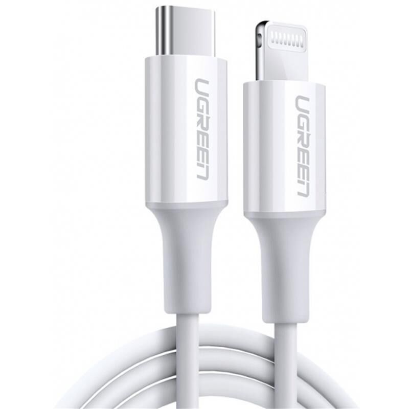 Ugreen Type-C To Lightning 3A Pd Mfi̇ Serti̇fi̇kali Hizli Şarj Kablosu (10493) 1 Mt Beyaz